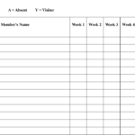 Printable sunday school attendance sheet Black and White
