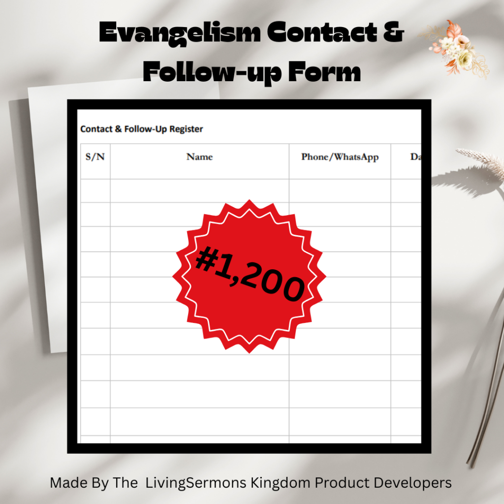 Evangelism Contact & Follow up Form