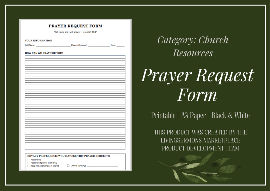 Prayer Request Form Printable