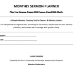 Monthly Sermon Planner Dashboard